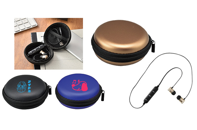 ラウンド型ケース付 ワイヤレスイヤホン | オリジナルグッズ・OEM