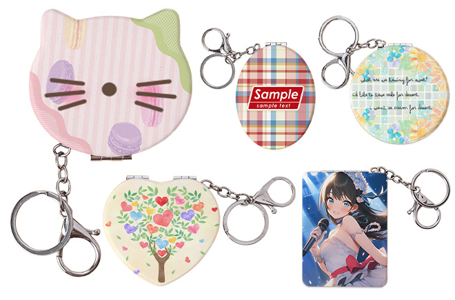 キーホルダー付 PUレザー コンパクトミラー | オリジナルグッズ・OEM