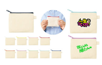 推し活 カラーファスナー キャンバス フラット ポーチ SSサイズ
